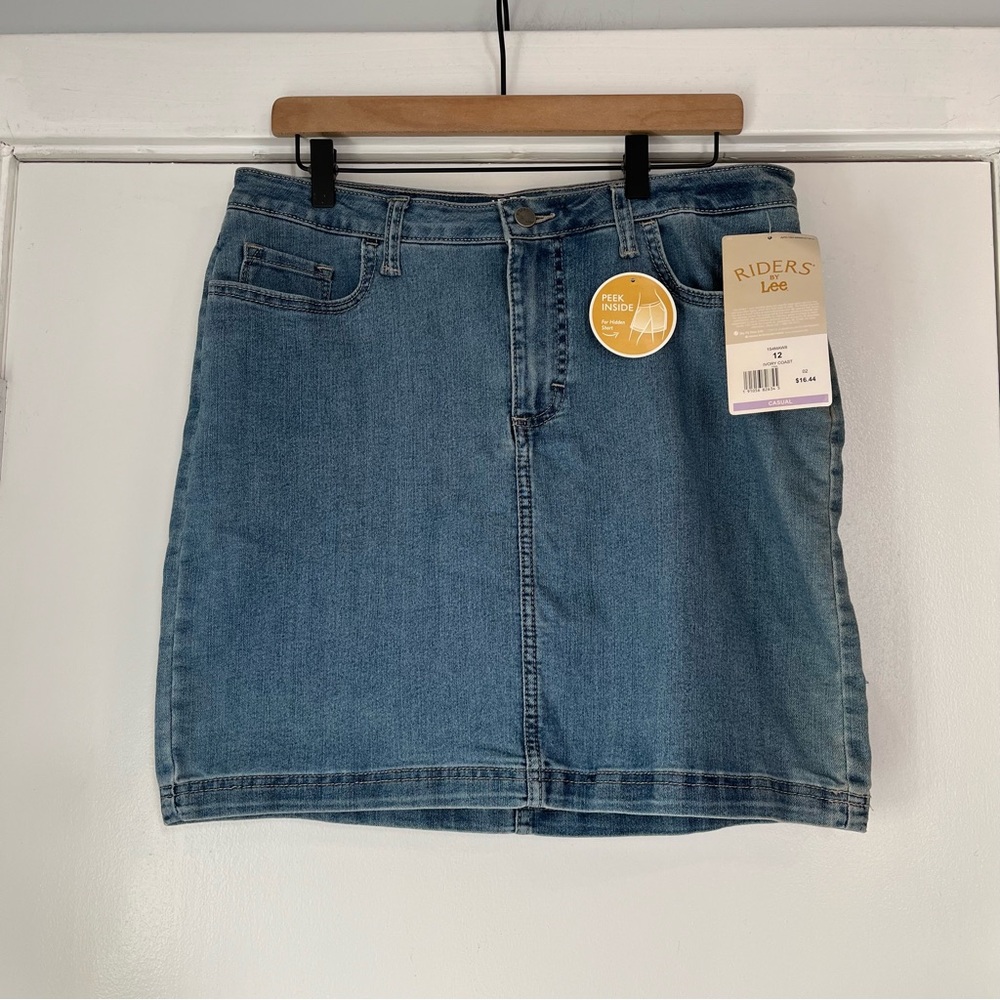 Riders by Lee Women's Classic Blue Mini Skirt built in shorts women’s 12 FLAWS